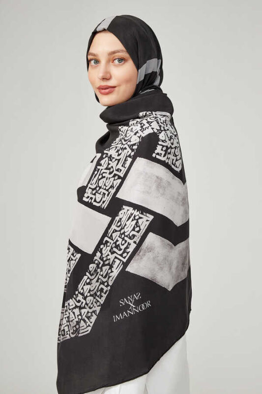 Lover's Knot Silk Shawl Black - 4