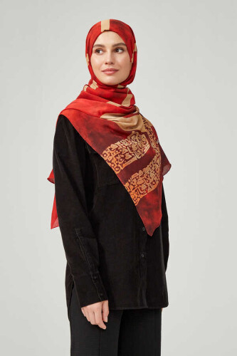 Lover's Knot Silk Shawl Red - 6