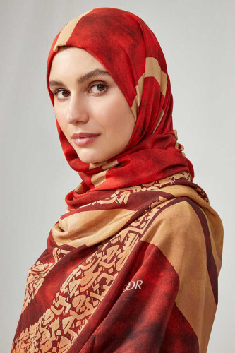 Lover's Knot Silk Shawl Red - 4