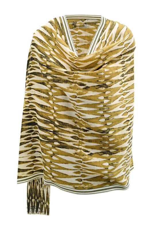 Mahfil Wool Shawl Khaki - 4