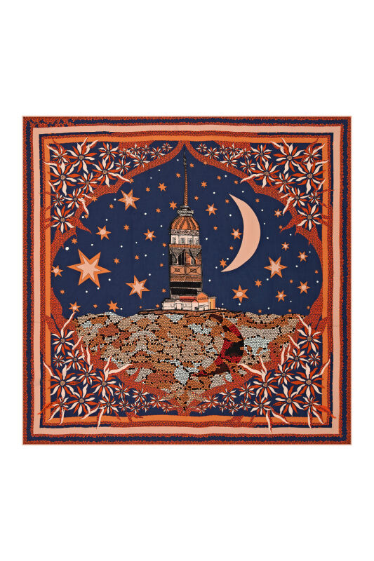 Maiden Tower Silk Shawl Orange - 1