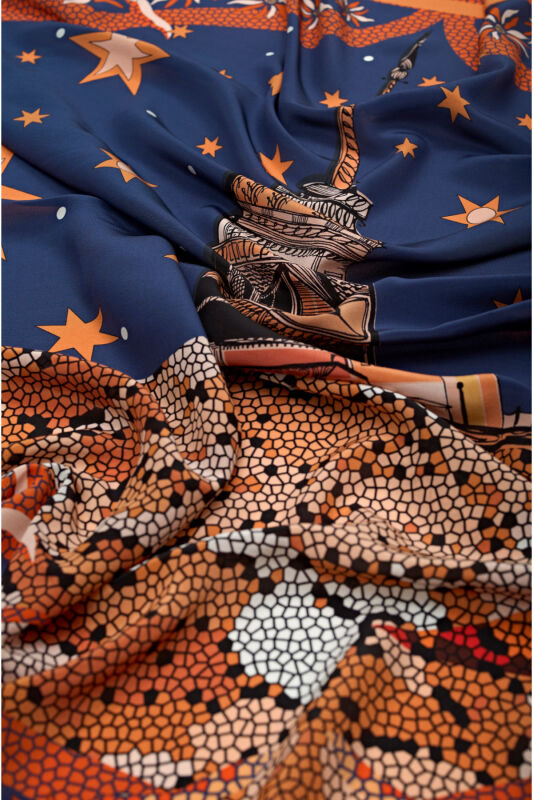 Maiden Tower Silk Shawl Orange - 3