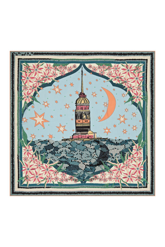 Maiden Tower Silk Shawl Salmon - 1