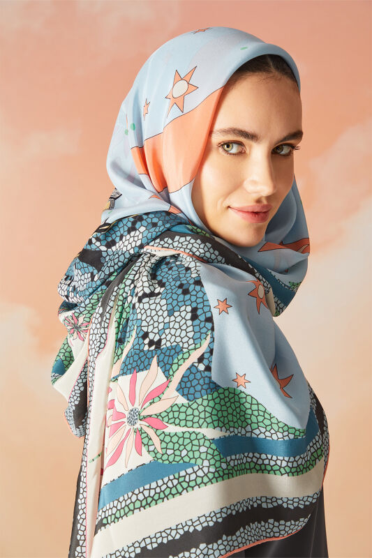 Maiden Tower Silk Shawl Salmon - 2