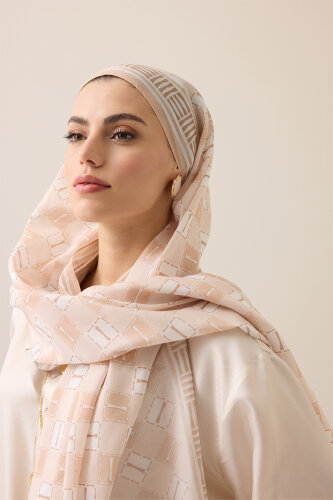 Marka İ Bej Pamuk Floş Şal 70x210 - Imannoor