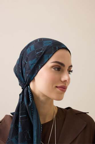 Marka İ Gece Mavisi Pamuk Floş Şal 70x210 - Imannoor (1)