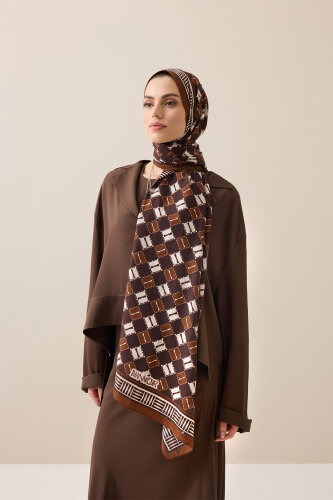 Marka İ Kahverengi Pamuk Floş Şal 70x210 - Imannoor (1)