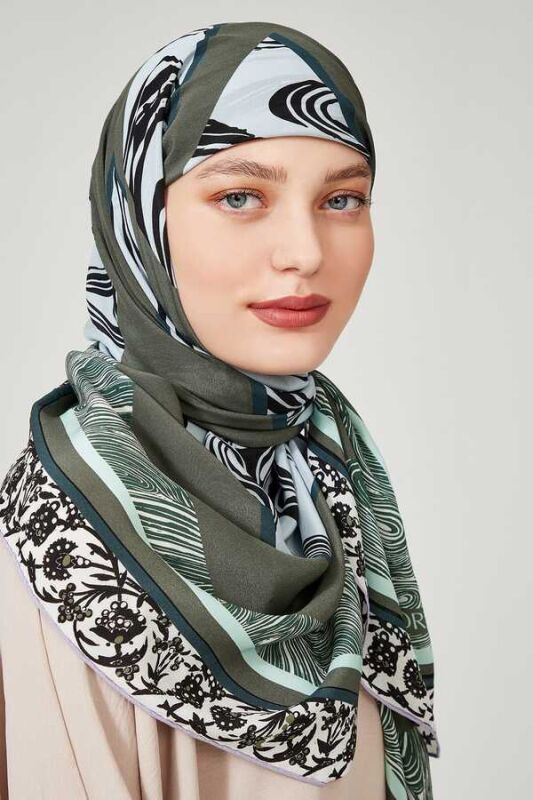 Mermer Yeşil İpek Eşarp - 4