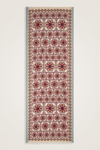 Mihrab Motif Beige-Burgundy Wool Scarf - 2