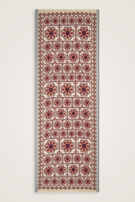 Mihrab Motif Bej-Bordo Yün Şal 70x200 - 2