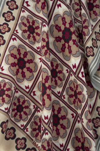 Mihrab Motif Bej-Bordo Yün Şal 70x200 - 4