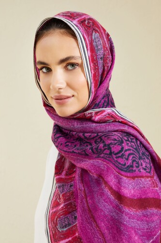 Minber Wool Shawl Plum - 4