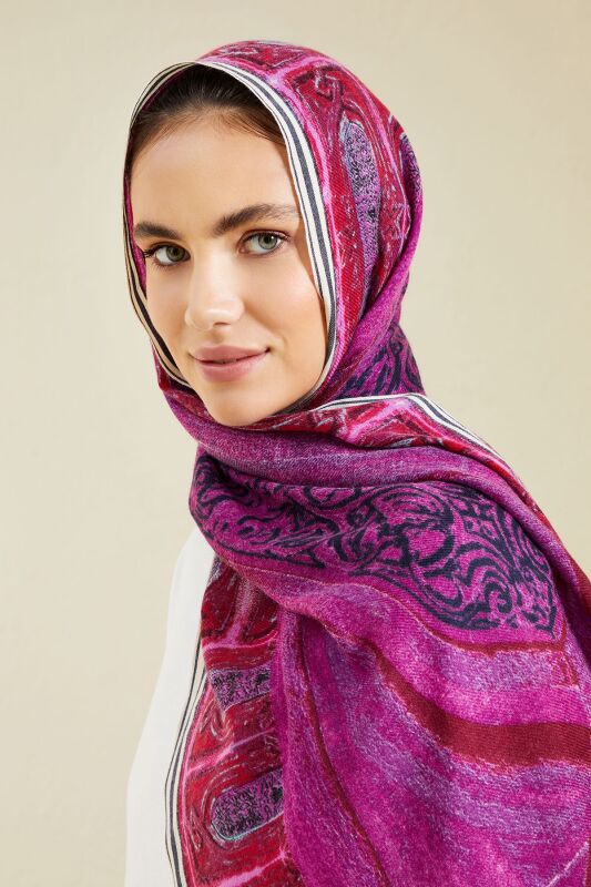Minber Wool Shawl Plum - 4