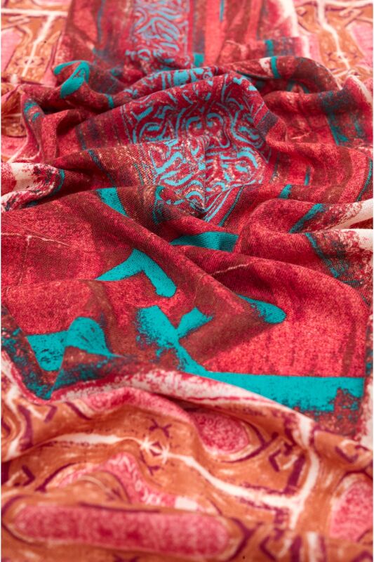 Minber Wool Shawl Red - 3