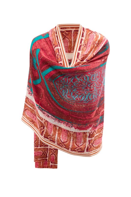 Minber Wool Shawl Red - 7