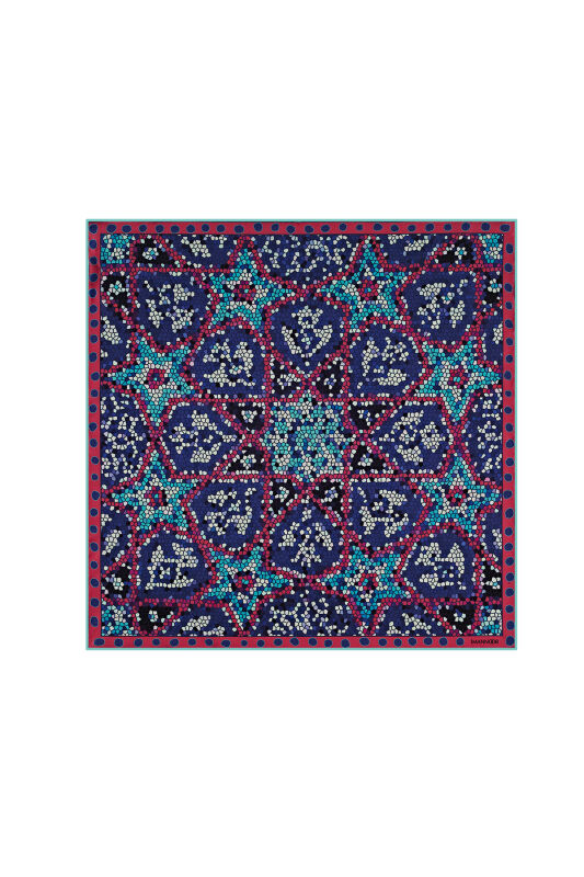 Mini Mosaic Points Foulard Blue - 1