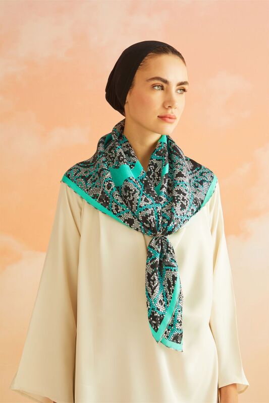 Mini Mosaic Silk Scarf Mint - 2