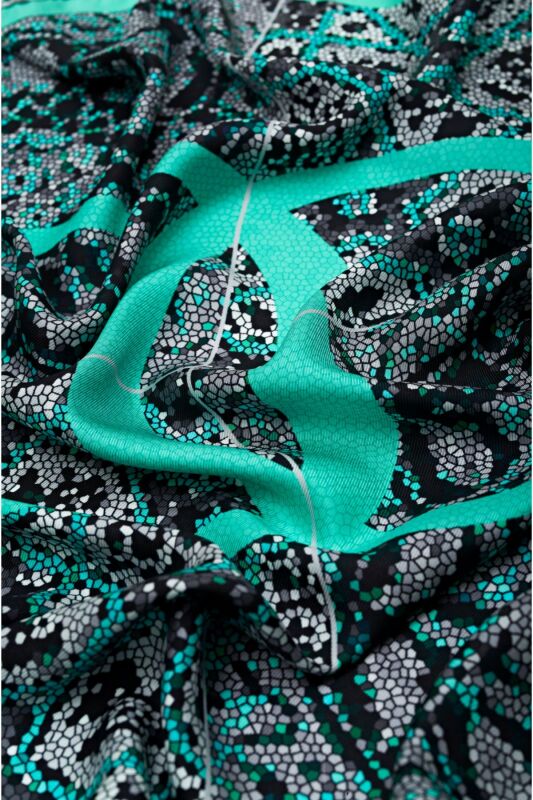 Mini Mosaic Silk Scarf Mint - 3