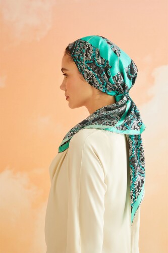 Mini Mosaic Silk Scarf Mint - 4