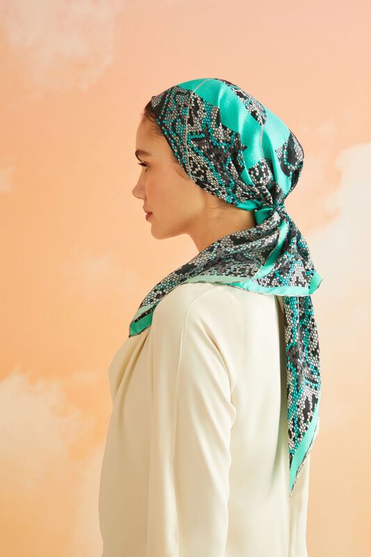 Mini Mosaic Silk Scarf Mint - 4