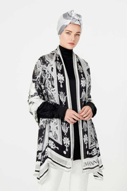 Mosaic Silk Shawl Black - 2
