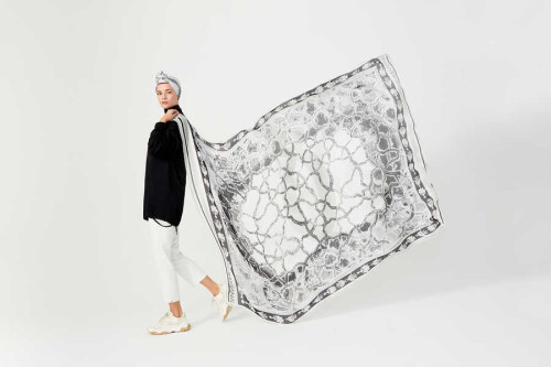Mosaic Silk Shawl Black - 6