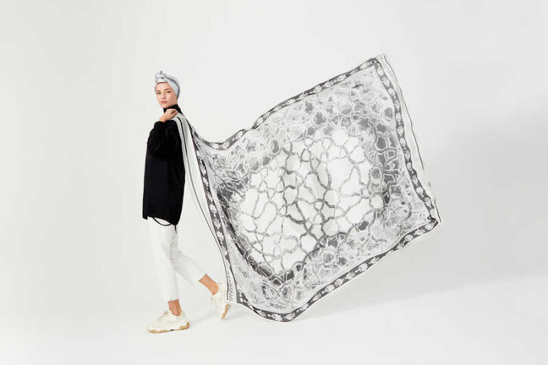 Mosaic Silk Shawl Black - 6