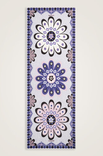 Mozaik Papatya Mavi-Pudra Pamuk Floş Şal 70x210 - Imannoor (1)