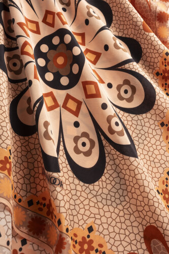 Mozaik Papatya Somon Pamuk Floş Şal 70x210 - Imannoor (2)