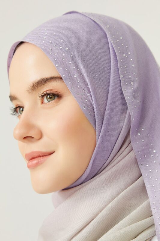 Muson Lila Yün İpek Şal - 4