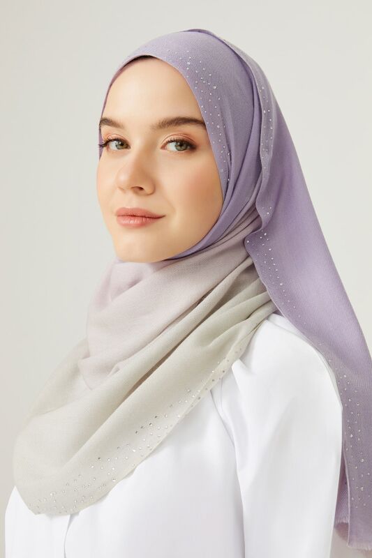 Muson Lila Yün İpek Şal - 6