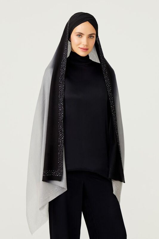 Muson Wool Silk Shawl Black - 2