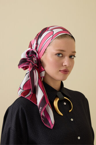 Neşe Bordo Tivil İpek Eşarp 90x90 - Imannoor