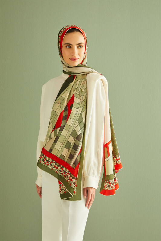 New Mosque Silk Shawl Cream - 2
