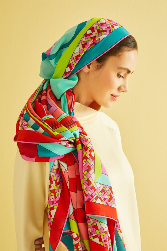 New Mosque Silk Shawl Red - 4