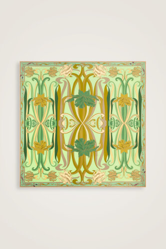 New World Aqua Green-Yellow Sided Twill Silk Scarf - 2