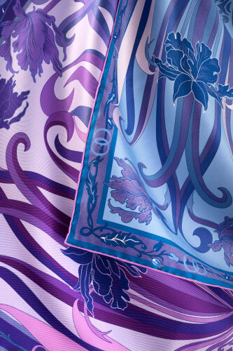 New World Purple-Blue Double-Sided Twill Silk Scarf - 4