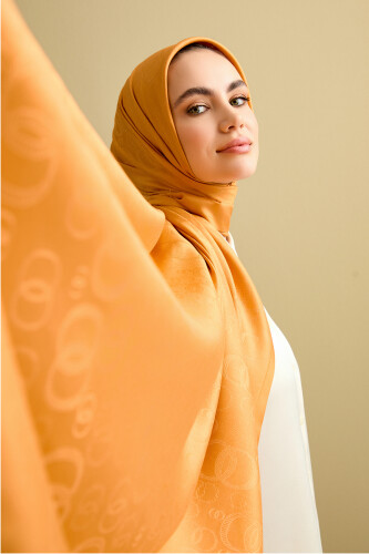 Noor Altın Jakarlı İpek Şal 70x200 - Imannoor (3)