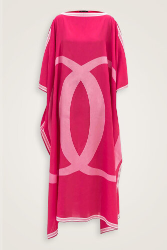 Noor Kısa Fuşya İpek Kaftan - Imannoor