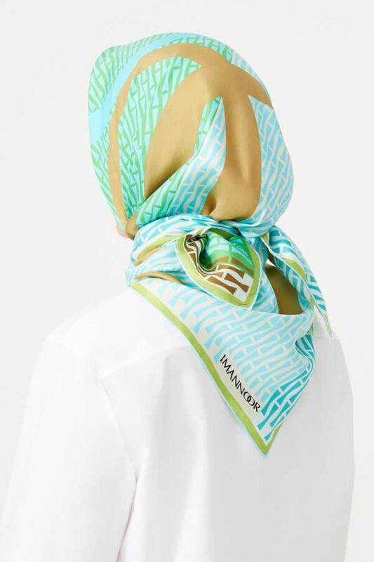 Noor Logo Twill Silk Scarf Green - 4