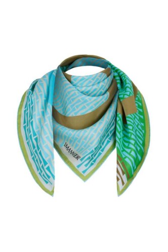Noor Logo Twill Silk Scarf Green - 5