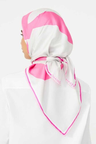 Noor Pembe Tivil İpek Eşarp - 2
