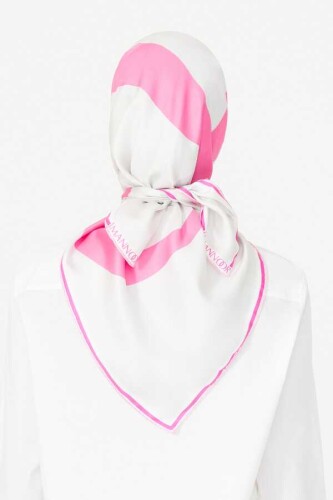 Noor Pembe Tivil İpek Eşarp - 4