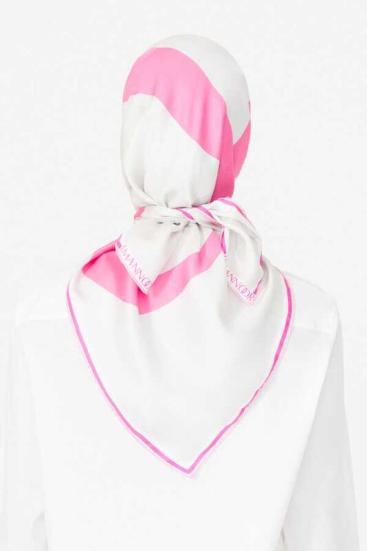 Noor Pembe Tivil İpek Eşarp - 4