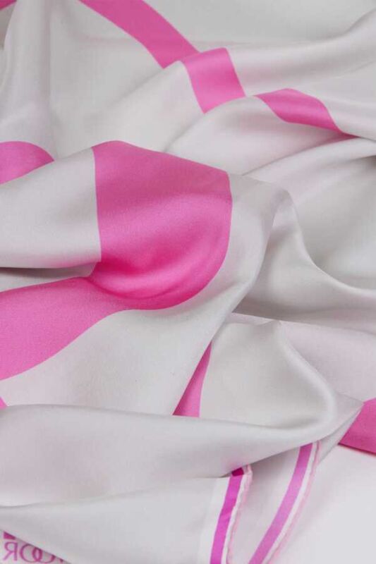 Noor Pembe Tivil İpek Eşarp - 3