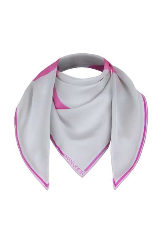Noor Pembe Tivil İpek Eşarp - 5