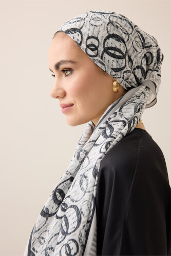 Noor Rain Grey Cotton Floss Scarf - Imannoor