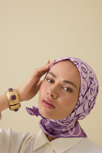 Noor Road 2 Lilac Silk Scarf - 1