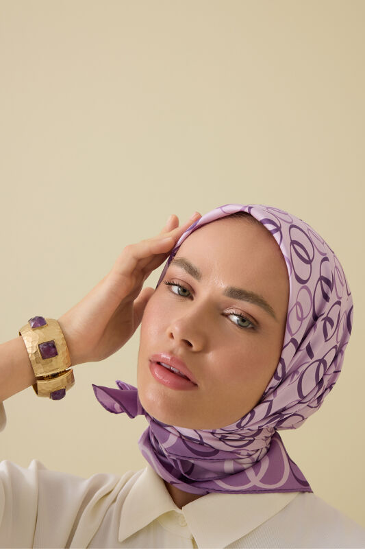 Noor Road 2 Lilac Silk Scarf - 1