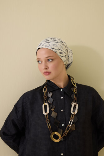 Noor Road 2 White-Grey Silk Scarf 